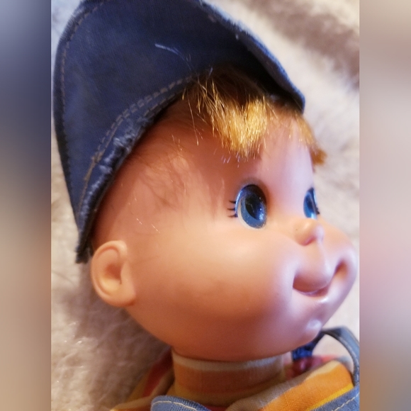 1970 Baby Beans Doll Boy Blue Overalls and Hat Mattel Vintage TLC - Picture 4 of 14